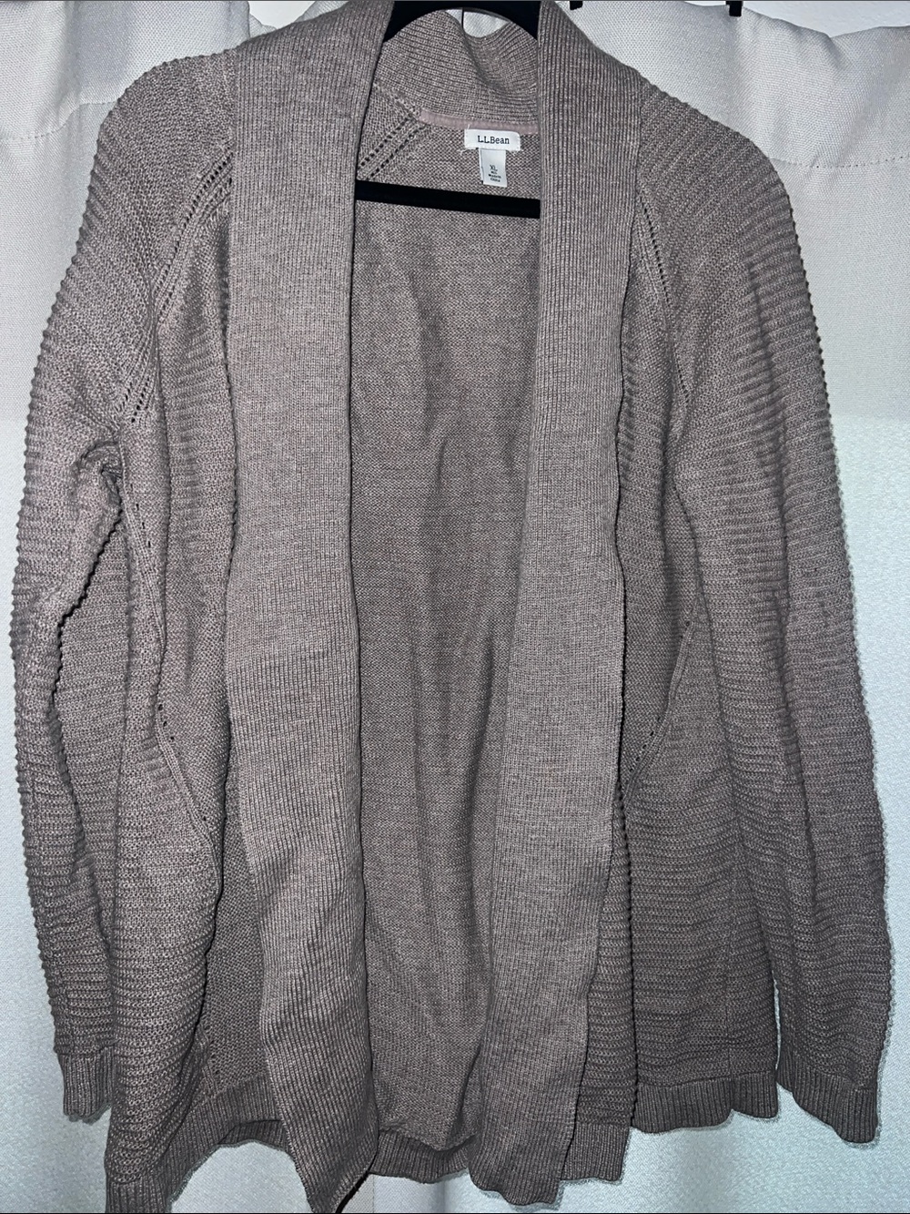 L.L. Bean Women's Taupe Open Cardigan Sweater Size XL